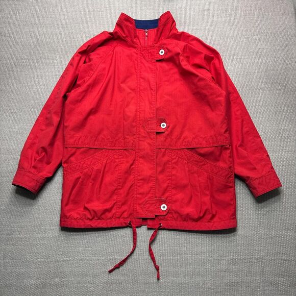 Vintage 90s Red Nautical Jacket Fisherman Wife Style Coat - Picture 1 of 8